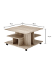CALICOSY Couchtisch auf Rädern mit Nischen in Helles - (W)76  x (H)44  x (L)76 cm