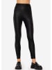 SASSYCLASSY High-Rise Lederleggings mit breitem Bund in Schwarz Gemustert