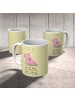 Mr. & Mrs. Panda Becher Schwein Glück mit Spruch in Gelb Pastell