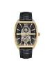 Heritor Masterson Halbskelett-Uhr mit Lederarmband in Gold/Black