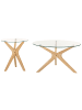 Beliani 2er-Set Couchtisch VALLEY in Transparent/Heller Holzfarbton