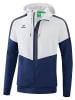 erima Squad Tracktop Trainingsjacke mit Kapuze in weiss/new navy/slate grey