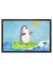Mr. & Mrs. Panda Fußmatte Pinguin Surfer ohne Spruch in Eisblau