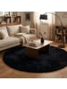 Pergamon Hochflor Shaggy Teppich Fluffy Rund in Schwarz