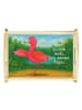 Mr. & Mrs. Panda Holztablett Flamingo Yoga Design mit Spruch in Weiß