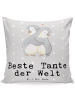 Mr. & Mrs. Panda 40x40 Kissen Pinguin Beste Tante der Welt mit S... in Grau Pastell