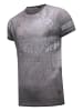 Rusty Neal Herren Vintage Oil Wash T-Shirt mit Skull Print & Raw Edge Rundhals in Schwarz