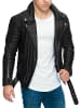 Reichstadt Herren Slim Fit Kunstleder Jacke Silver Zipper in Black PU