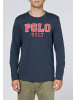 Polo Sylt Langarmshirt mit Label-Print- und -Stickerei in Blau