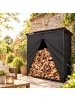 relaxdays Kaminholzregal in Schwarz - (B)185 x (H)185 x (T)70 cm