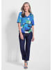 GOLDNER Kurzgröße:  Wasserfallshirt Halbarmshirt mit Print in blau / grün / gemustert