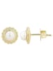 Adeliás Damen Ohrringe – Ohrstecker aus 925 Silber mit Süßwasserperle in gold