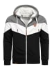 Amaci&Sons Sweatjacke im Block-Design ARDMORE in Anthrazit/Weiß/Schwarz