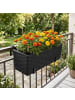 relaxdays Balkonkasten "Rattan" mit Halterung in Schwarz - (B)50 x (H)19 x (T)19 cm