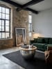 KADIMA DESIGN Couchtisch SERCHIO, rund, Industrial-Stil, Massivholz/Metall, Stauraum