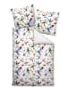 Traumschloss Mako Satin Bettwäsche - bunte Blumen dargestellt in Aquarell-Optik in weiß