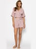 SASSYCLASSY Gestreifte Musselin Wickel Bluse in Altrosa