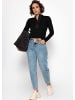 SASSYCLASSY Langarm Shirt mit breiter Knopfleiste in Schwarz