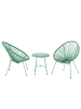 home24 home24 Sitzgruppe 3-teilig - Stahl / Polyrattan / Glas - Mintgrün in Mintgrün