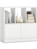 COSTWAY 3-stöckiges Bücherregal mit 2 Türen 70 x 30 x 70 cm in Weiß