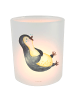 Mr. & Mrs. Panda Teelichthalter Glas Pinguin Lachen ohne Spruch in Transparent