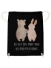 Mr. & Mrs. Panda Jutebeutel Bär und Hase Umarmen mit Spruch in Schwarz