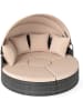 COSTWAY Sonneninsel mit Dach & Tisch Sonnenliege für 2 Personen in Beige