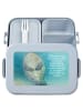 Mr. & Mrs. Panda Lunchbox Seekuh Happy Design mit Spruch in Blau Pastell