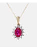 Diamant L'éternel Halskette mit Anhänger aus 375 Gelbgold mit 0.25 Karat Diamant mit Rubin