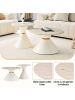 ABRIHOME Couchtisch Set in Natur 2-tlg rund mit Konus Metall
