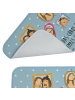 Mr. & Mrs. Panda Duschmatte Igel Familie mit Spruch in Blau Pastell