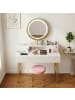 relaxdays Schminktisch in Weiß/ Gold - (B)80 x (H)135 x (T)40 cm