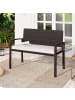COSTWAY Polyrattan Gartenbank mit Sitzkissen in Beige