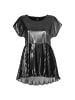 MADELEINE Metallic-Shirt mit Plissee, Rundhals in schwarz / silberfarben