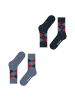 Burlington Socken 2er Pack in Grau/Blau/Rot