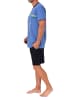 NORMANN Shorty Schlafanzug kurzarm Pyjama Frontprint Übergrösen in blau