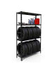 relaxdays Reifenregal in Schwarz - (B)110 x (H)180 x (T)40 cm