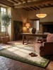 KADIMA DESIGN Teppich Wolle für Fußbodenheizung WAVENEY retro Wohnzimmer Diele in Olivgrün