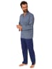 NORMANN Langarm Schlafanzug Pyjama zum durchknöpfen - 77977 in marine