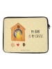 Mr. & Mrs. Panda Laptop Tasche Vogel Haus mit Spruch in Gelb Pastell
