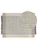 Beliani Geflochtener Teppich DIVARLI in Beige/Schwarz - (W) 140 x (H) 1.5 x (L) 200 cm