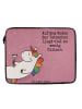 Mr. & Mrs. Panda Laptop Hülle Einhorn Blümchentail Design mit Spruch in Weiß
