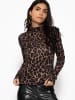 SASSYCLASSY Langarmshirt im Leo-Print in Braun