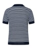 More & More schmaler Ringel-Kurzarmpullover in dark blue/offwhite