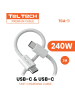 Wisam Teltech Pd Kabel E-Marker Geflecht USB-C - USB-C 240W 2m weiß TCA-11