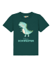 wat? Apparel T-Shirt Dinosaurier 03 Kleine Schwester in Dunkelgrün