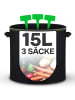 Praknu Pflanzsack 15L - 3 STK aus Vliesstoff mit 3 Schilder zum Beschriften