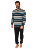 NORMANN Frottee Schlafanzug langarm Bündchen gestreifter - 75457 in hellblau