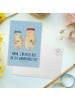 Mr. & Mrs. Panda Postkarte Bären mit Blumenkranz mit Spruch in Blau Pastell