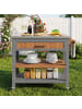 ABRIHOME Gartenschrank in Braun mit Rädern Edelstahlplatte Schublade Handtuchhalter